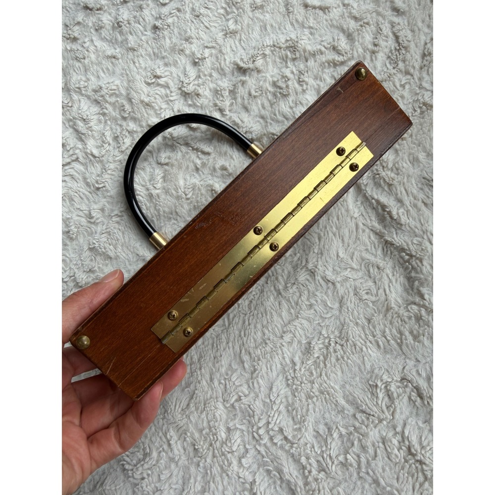 Enid Collins Original Box Bag LOVE Vintage Wood Top Handle Handbag Purse 1960s - Picture 13 of 17